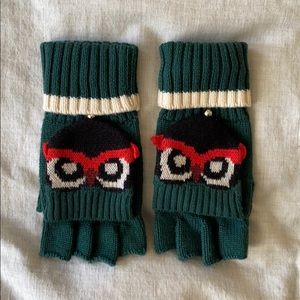 Kate Spade Who Me Woodland Green Owl mittens